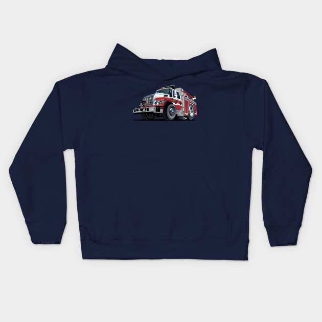 Cartoon firetruck Kids Hoodie by Mechanik